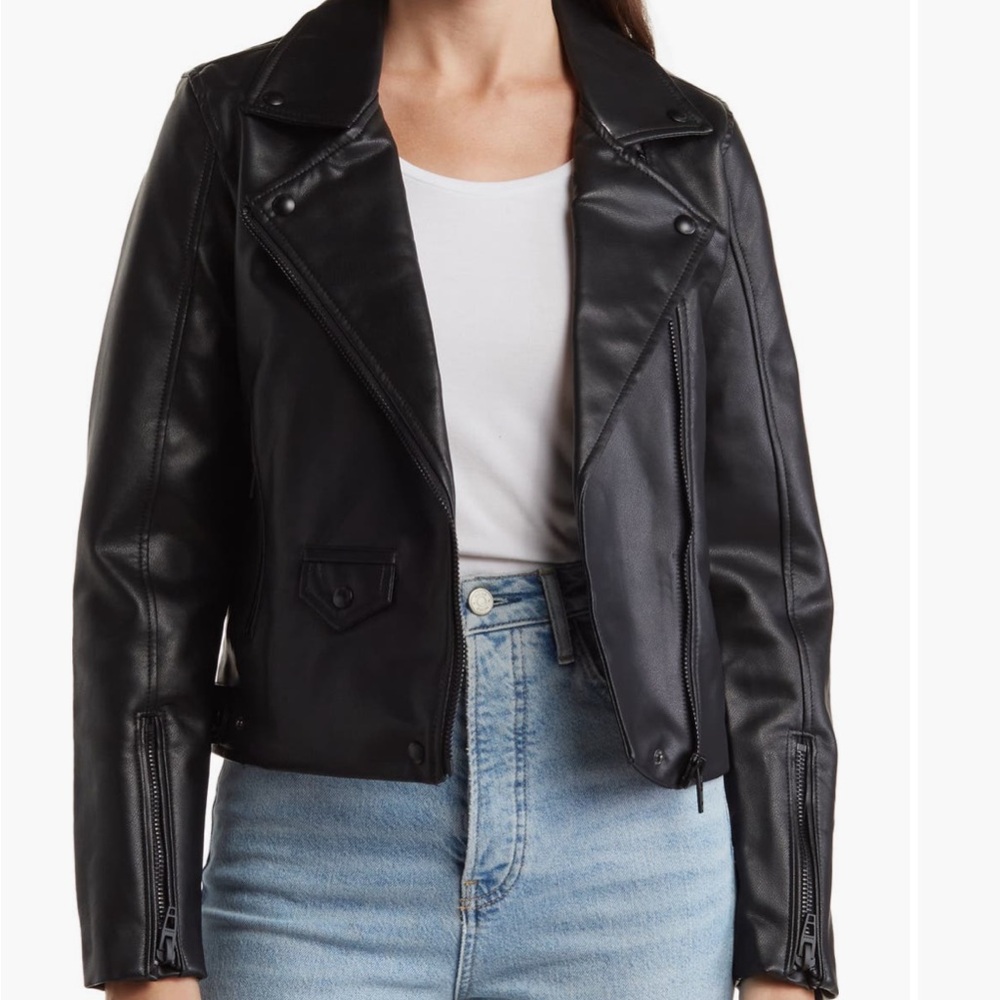 Black Faux Leather Moto Jacket